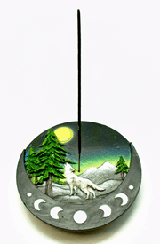 Round Wolf/Moon Incense Burner